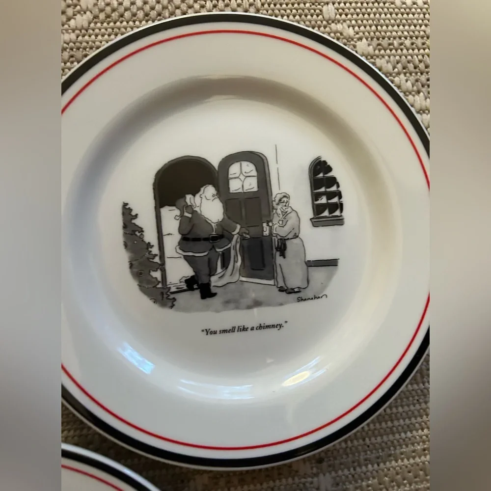 Lot of 3 Restoration Hardware Exclusive White & Black New Yorker Cartoon Plates